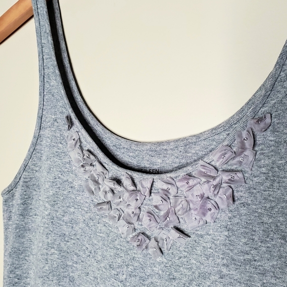 Eileen Fisher | Gray Tank with Tulle Floret Design - Picture 10 of 13